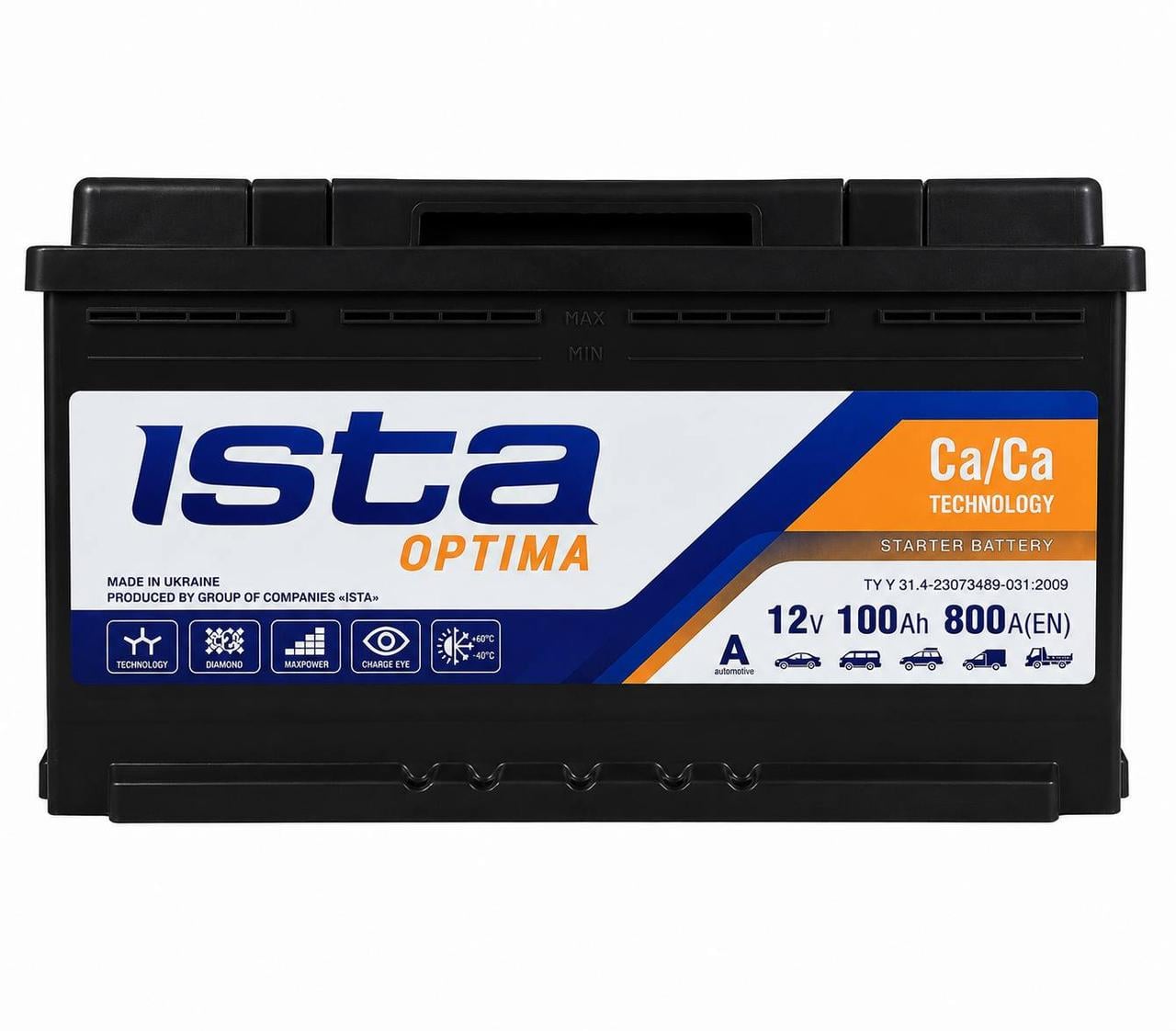 Аккумулятор автомобильный Ista Optima 100 Ah 800A R+ 12V (3177942411)