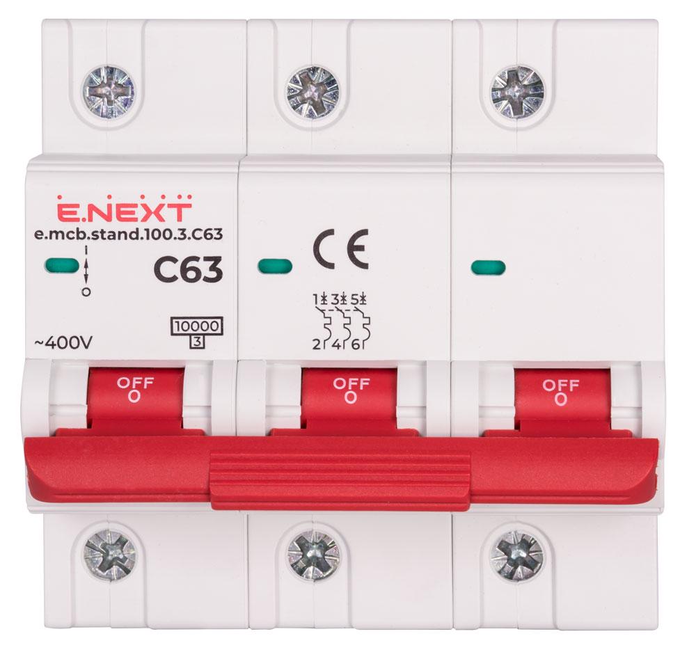 Автоматический выключатель E.NEXT e.mcb.stand.100.3.C63 3р 63А 10кА C (s002212) - фото 2