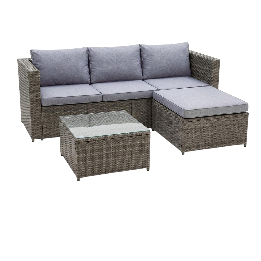 Комплект садових меблів для відпочинку LEOBRO Lounge Set LB-1057 3в1 з оцинкованої сталі та водостійкого поліестеру (35973430)