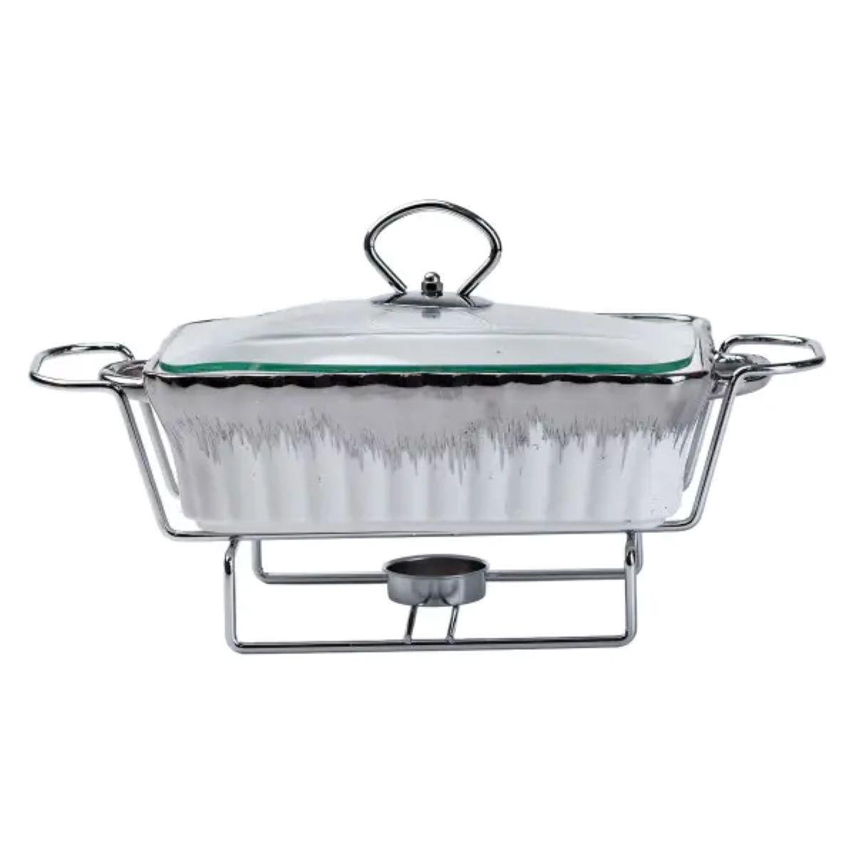 Мармит прямоугольный на 1 л фарфоровый с подогревом 31х16×11 см - фото 2