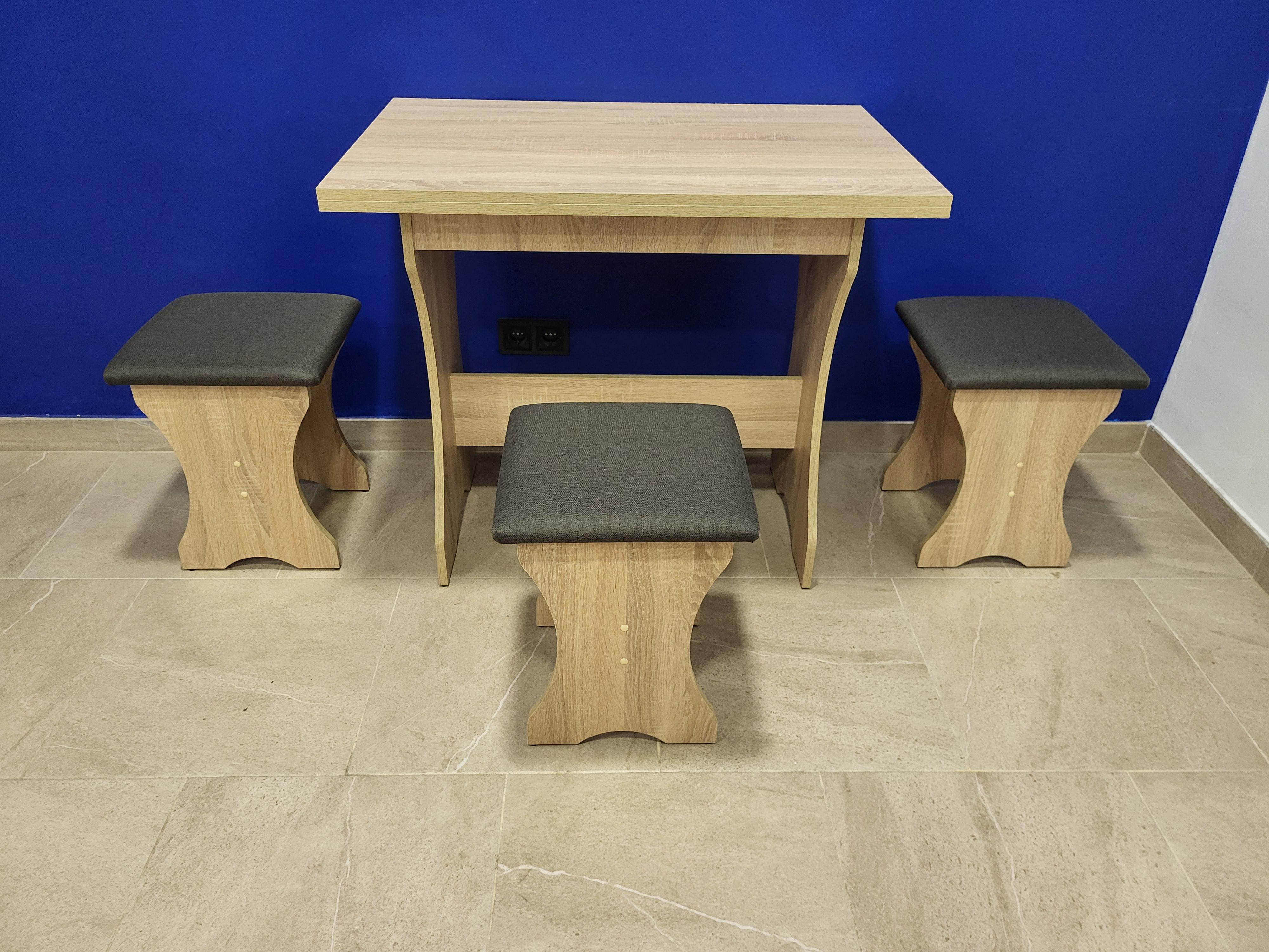 Стол раскладной и 3 табурета Семейный Дуб Сонома/Мальмо (STTT-DS-M)