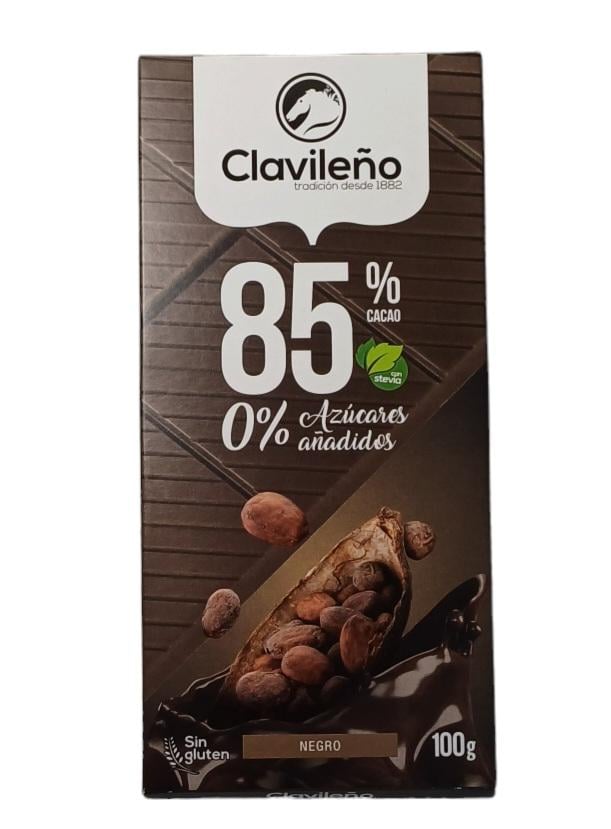 Шоколад черный Clavileno Sin azucares anadidos 85% без сахара со стевией 100 г (52893)