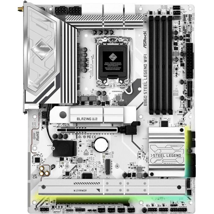 Материнская плата ASRock B860 STEEL LEGEND Wi-Fi ATX sLGA1851 Intel B860 4xDDR5 3xM.2 4xSATA DP HDMI 2.5 GbE White (35227049)