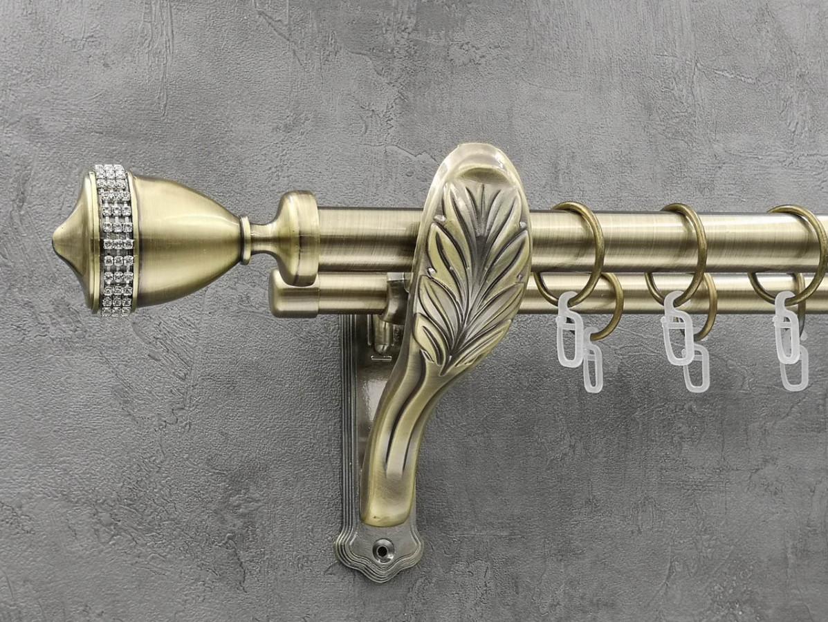 Карниз Quadrum Этерния гладкая штанга двойной ретро 25/19 мм 300 см Антик (262048656)