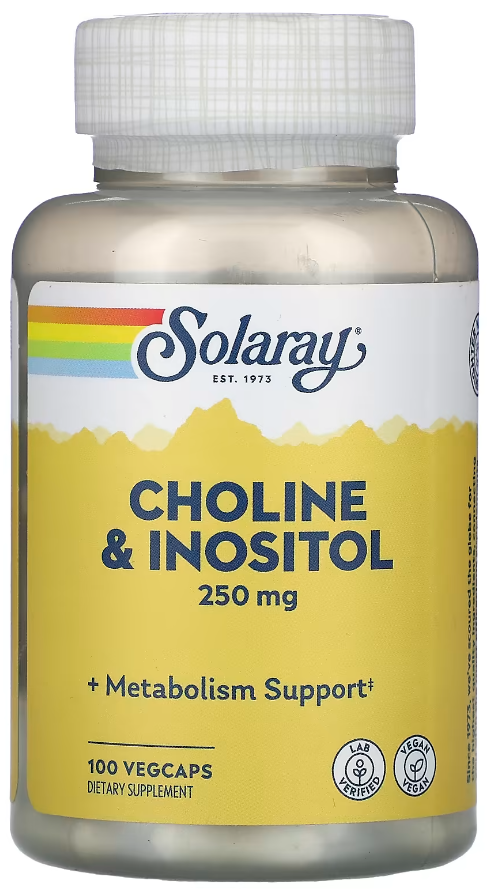 Холин и Инозитол Solaray Choline Inositol 250 мг 100 капсул