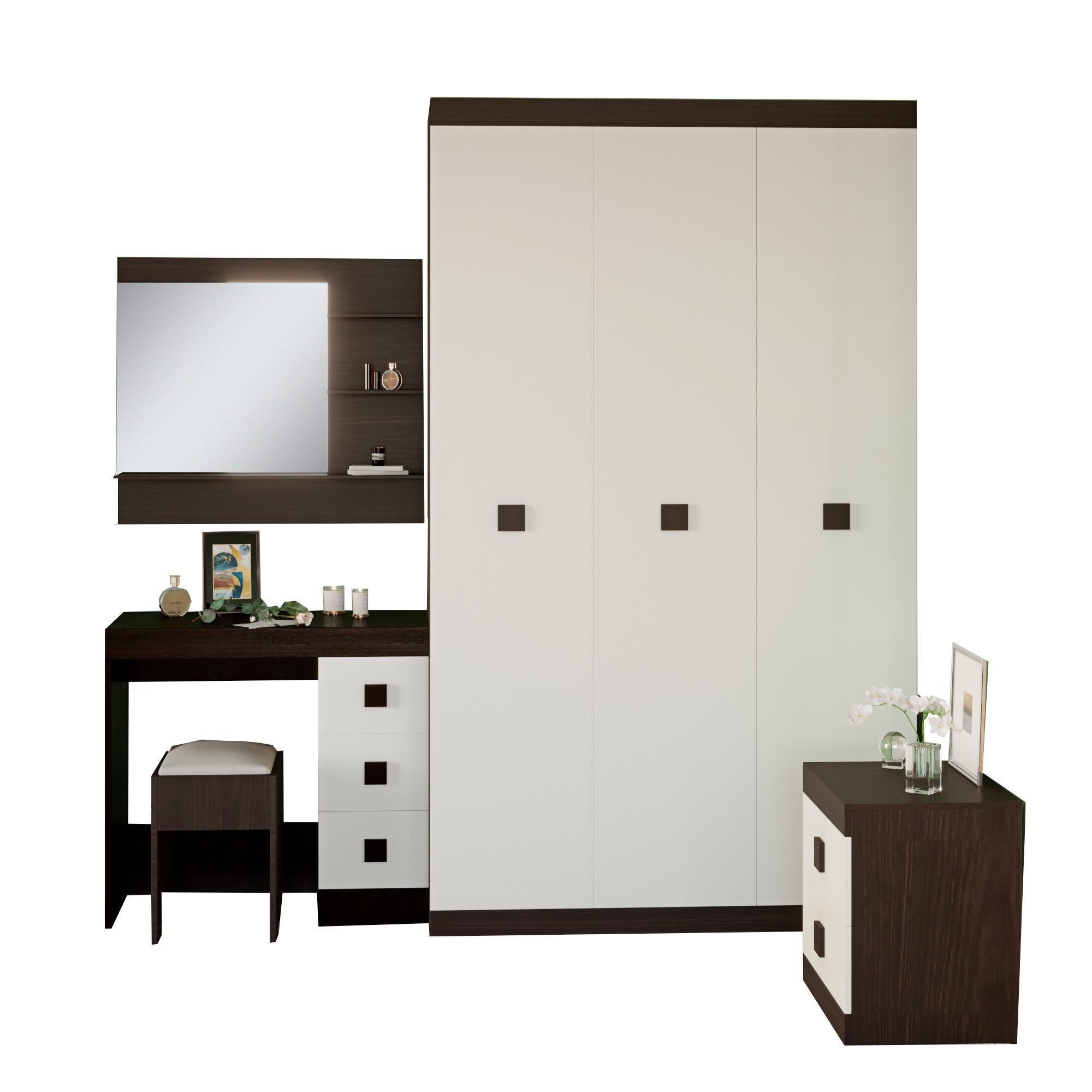 Спальня Еверест Соната комплект 9 модульна 3 елементи Венге темний/Білий (ES-10315)