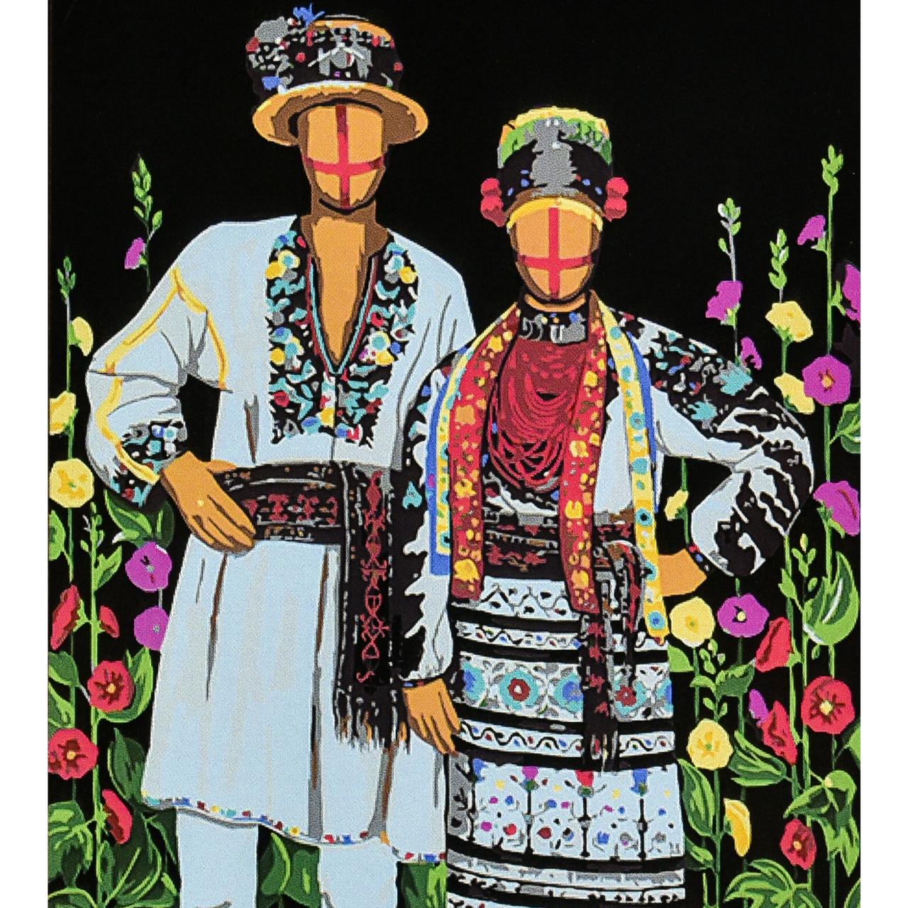 Картина за номерами Strateg Преміум Нерозривні на чорному фоні з лаком 40х50 см (AH1146)