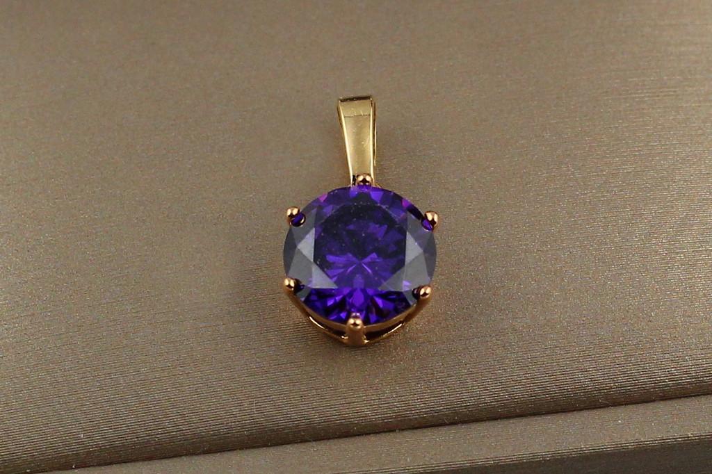 Кулон Xuping Jewelry с фиолетовым камешком 10 мм Золотистый