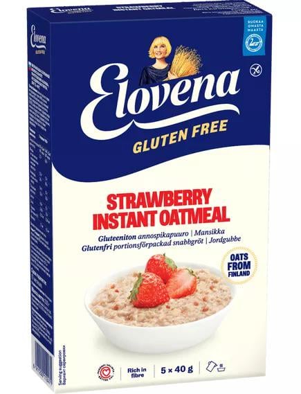 Каша вівсяна Elovena Gluten Free Strawberry instant oatmeal з полуницею без глютену 200 г
