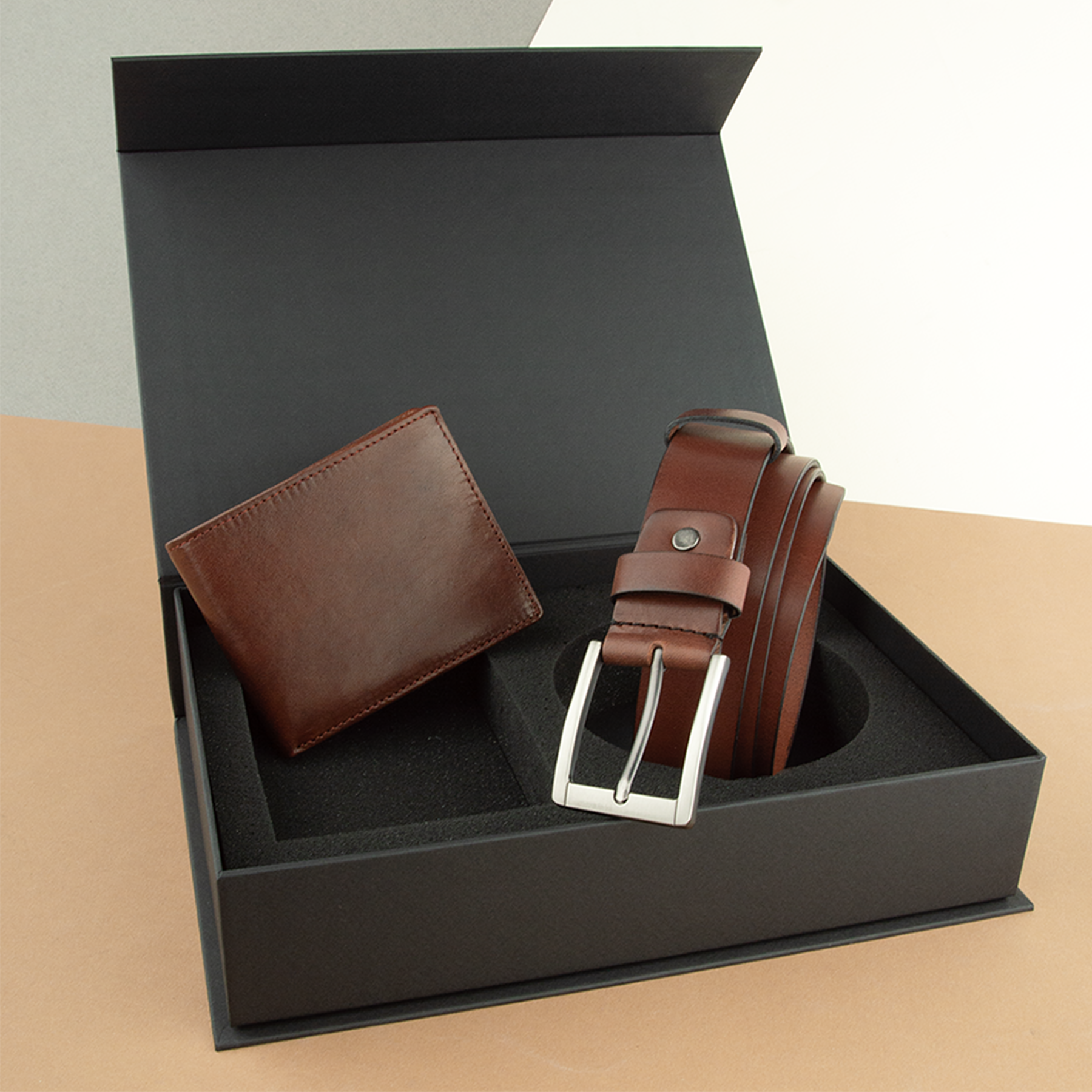 Подарочный набор мужской Handycover 2511 портмоне/ремень в коробке Коричневый (2571568690)