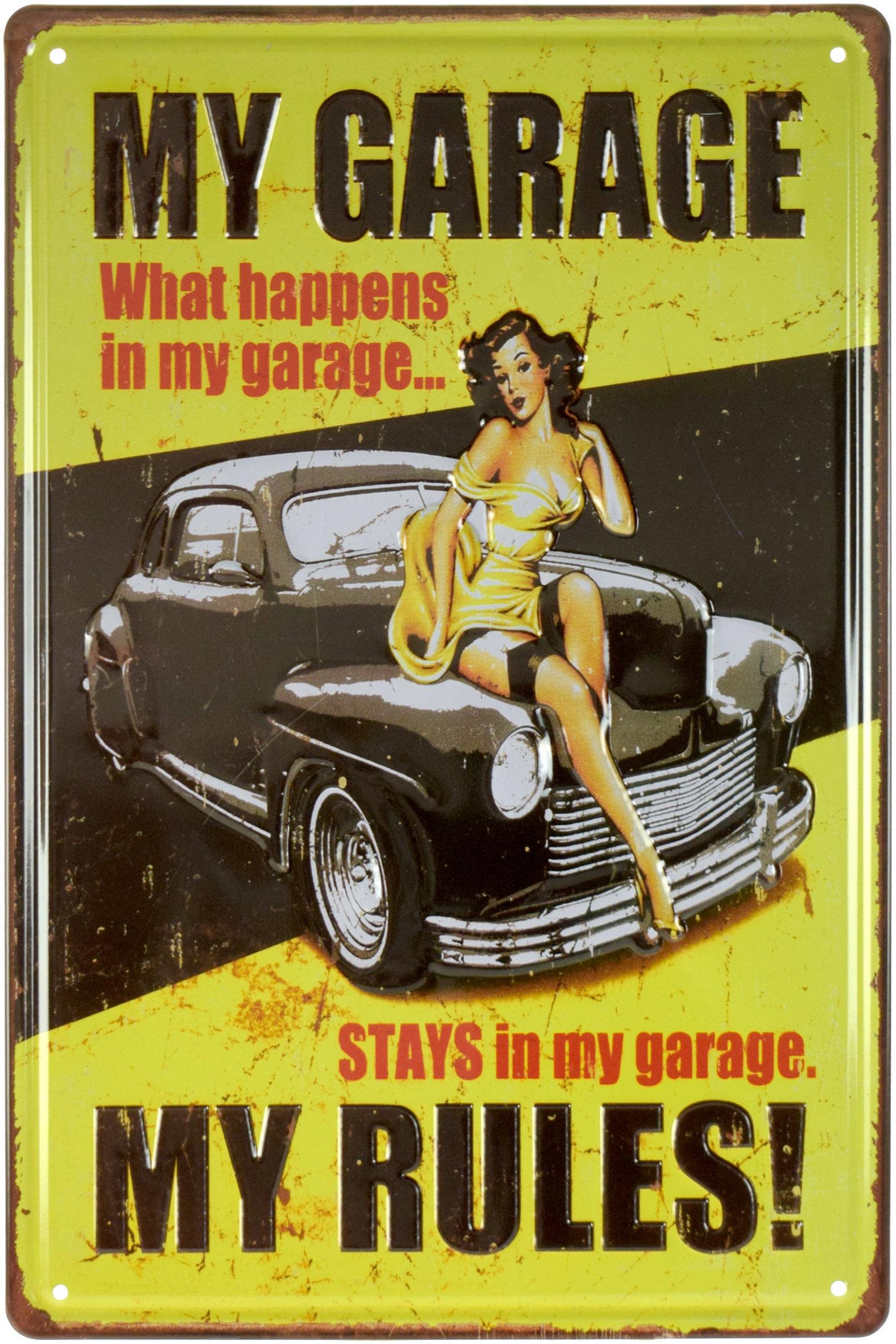Табличка металлическая Мой Гараж Мои Правила Pin Up 20x30 см
