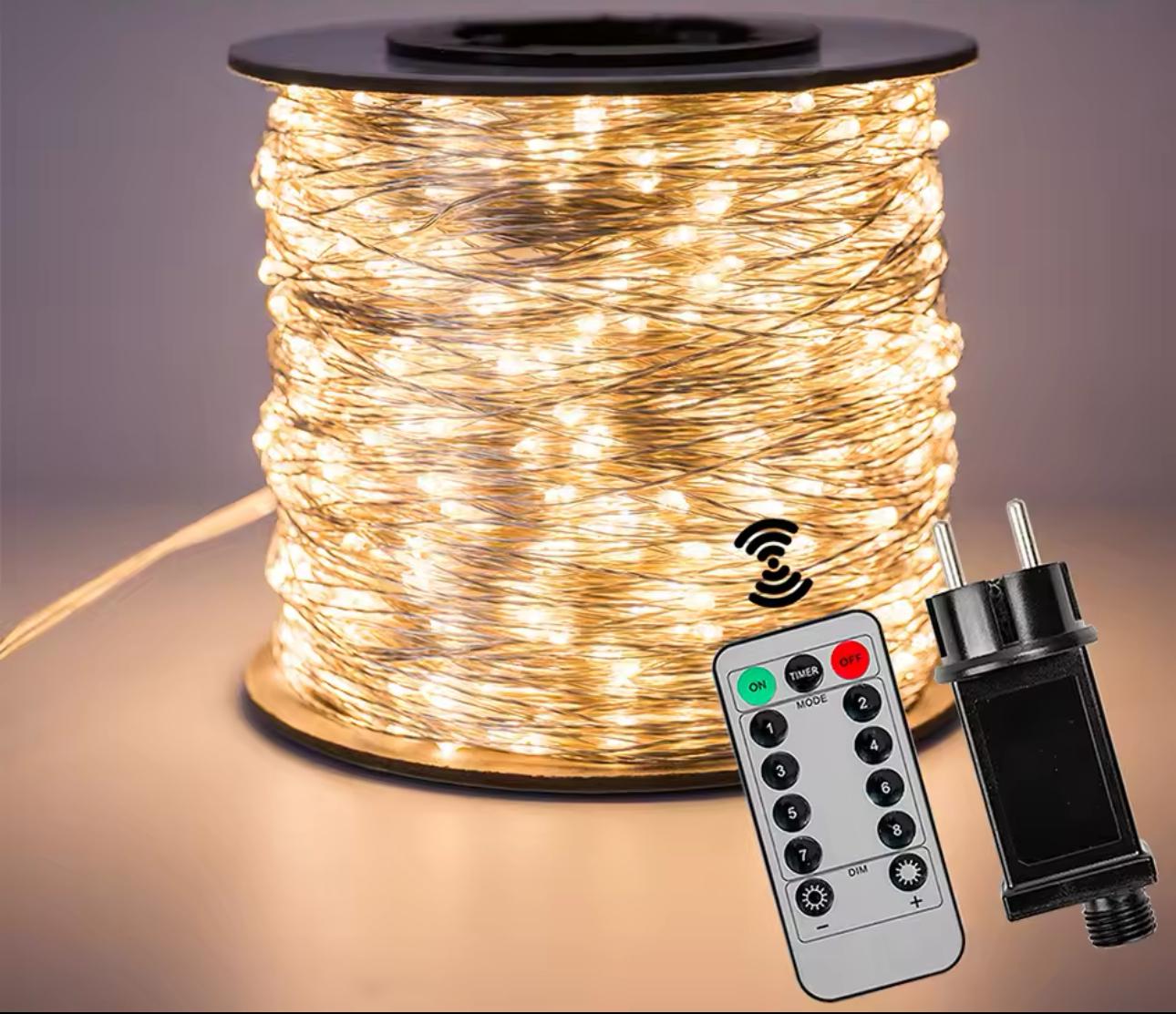 Гірлянда Роса на срібному дроті 50 м LED Жовтий теплий