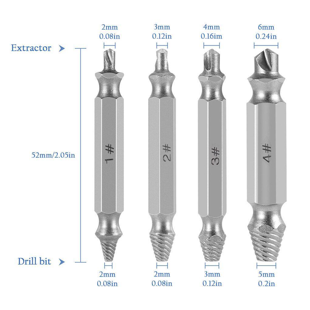 Набор из съемных сверл для извлечения поврежденных сверл 4 шт. (AD-4341) - фото 5