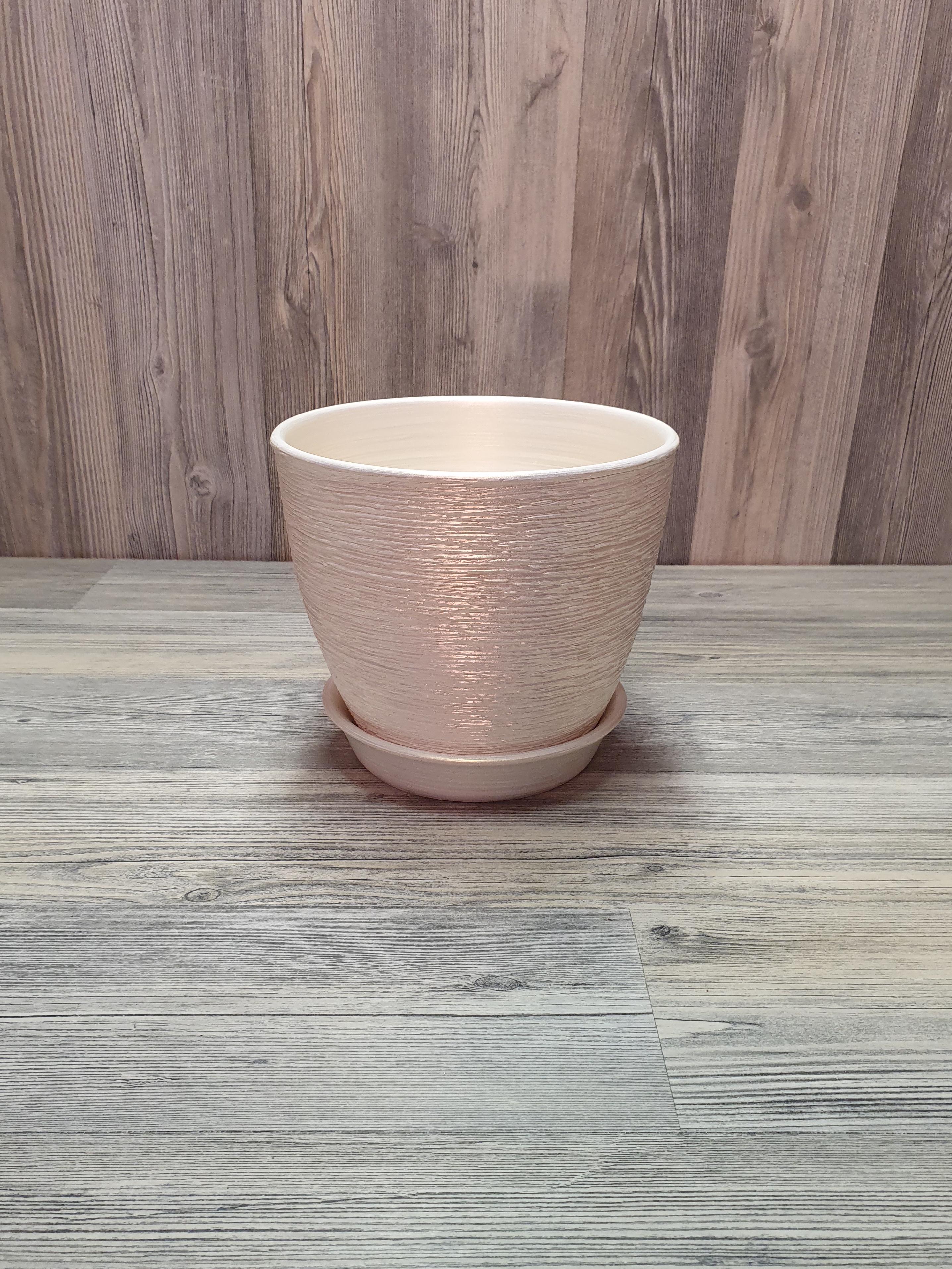 Горщик для рослин з піддоном 2 л Біло-золотий (5262) - фото 3 Горщик для рослин з піддоном 2 л Біло-золотий (5262) - фото 3