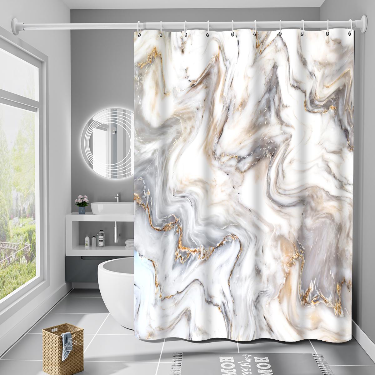 Шторка для ванны и душа Bathlux с водоотталкивающим покрытием мраморный узор 180х180 см Бежевый