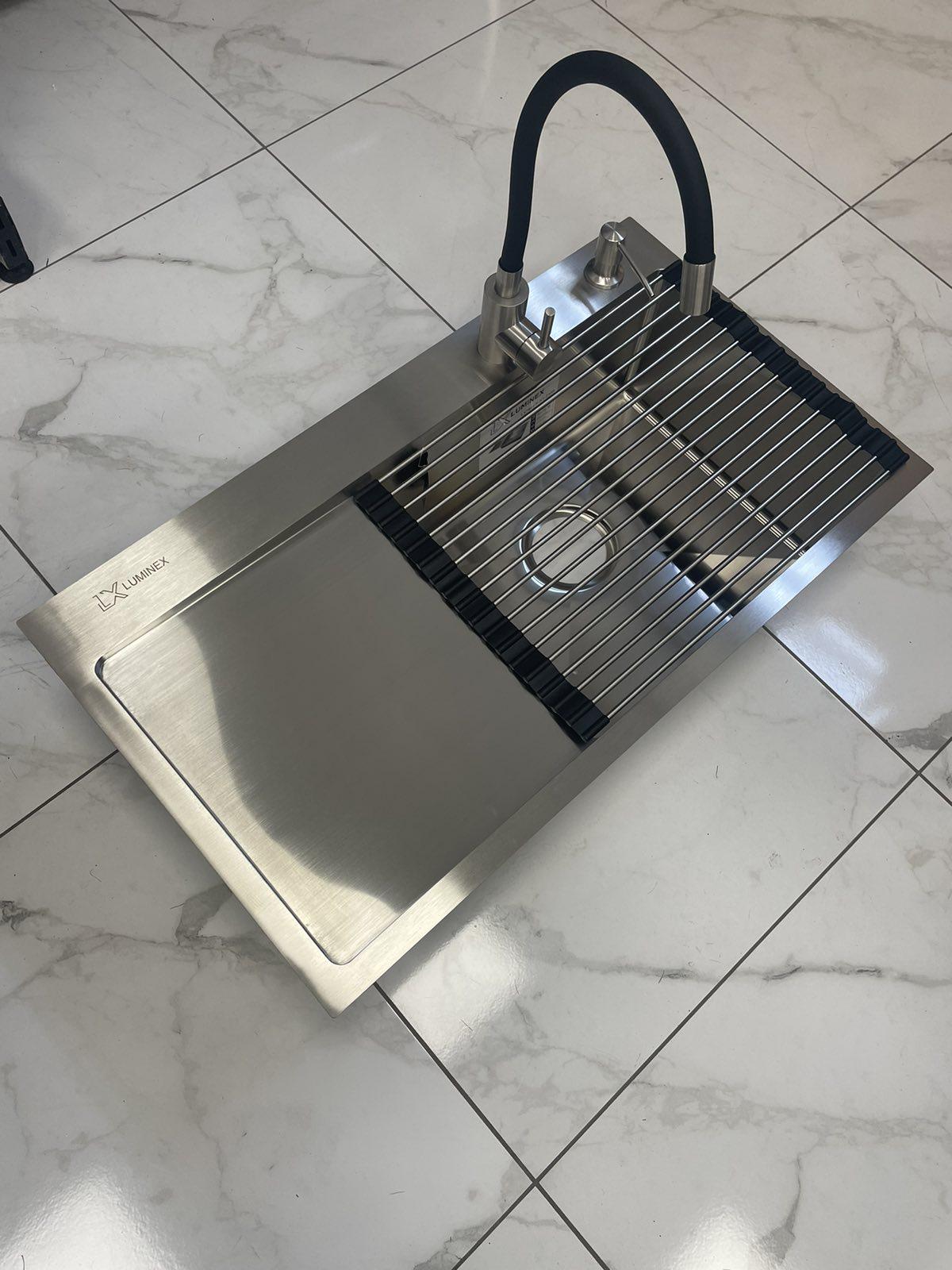 Мойка кухонная Luminex 7844 правая/смеситель-кран Lidz Aria 04R-BFS для кухни гибкий - фото 8 Мойка кухонная Luminex 7844 правая/смеситель-кран Lidz Aria 04R-BFS для кухни гибкий - фото 8