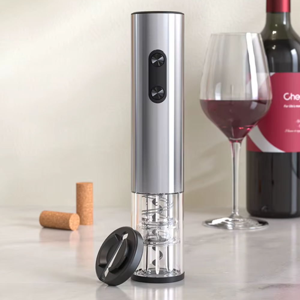 Штопор электрический автоматический на батарейках для вина с ножом для фольги Серебристый - фото 7 Штопор электрический автоматический на батарейках для вина с ножом для фольги Серебристый - фото 7