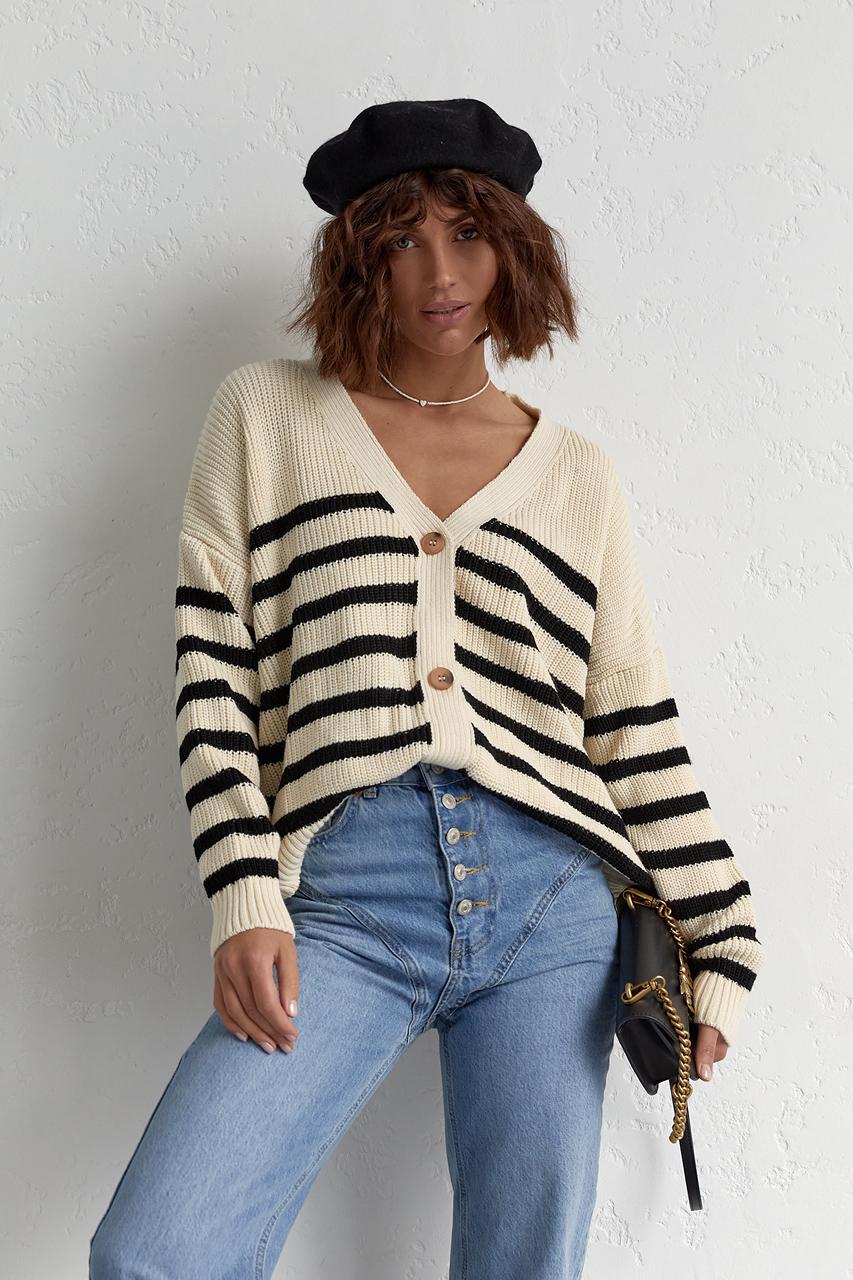 Кардиган вязаный оверсайз M Бежевый (11352432)