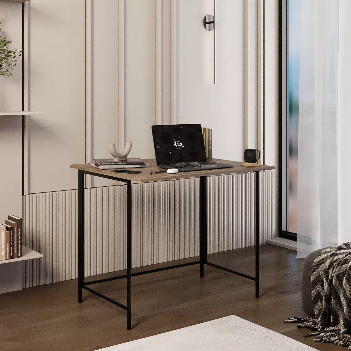 Письмовий стіл-трансформер AiH Sly ЛДСП/метал 90х76х10/57 см Дуб Вінтаж оксид/Чорний (TB24090000030)