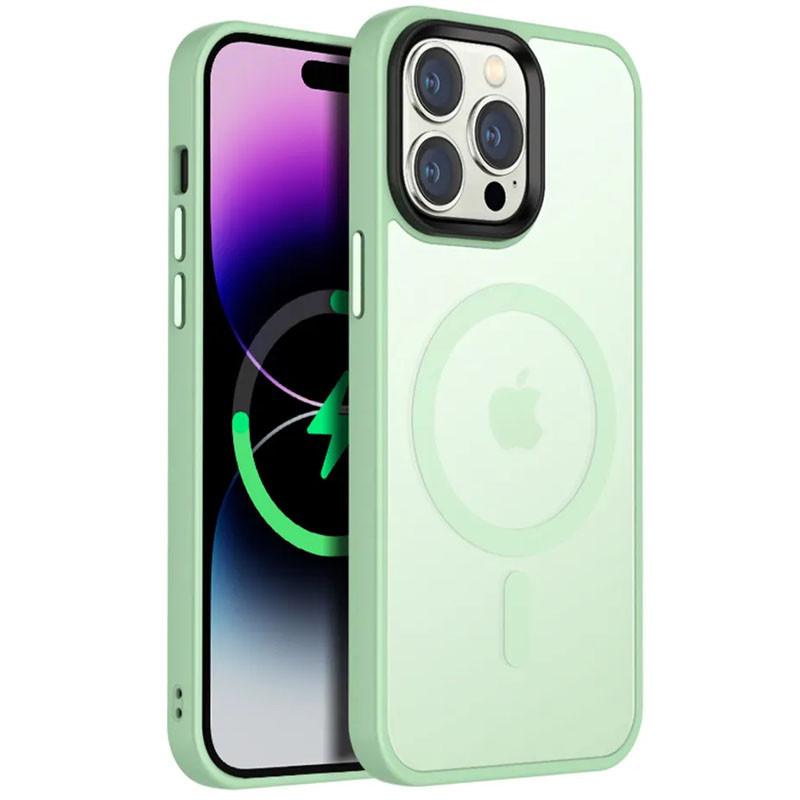 Протиударний TPU+PC Чохол Metal Buttons with MagSafe Colorful для Apple iPhone 14 Pro Max (6.7") М'ятний - фото 1