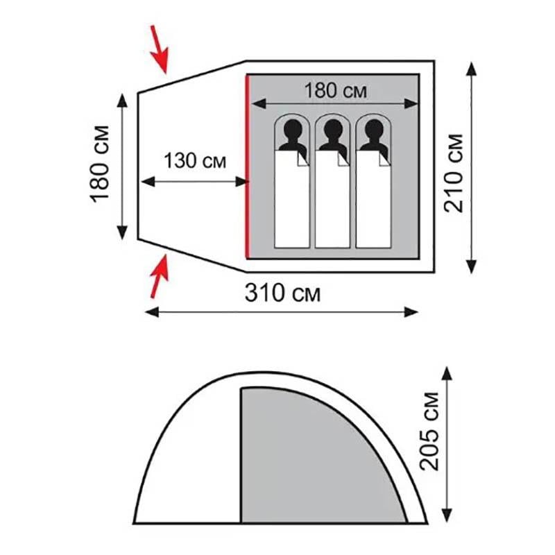 Палатка трехместная Totem Apache 3 (TTT-023) - фото 2