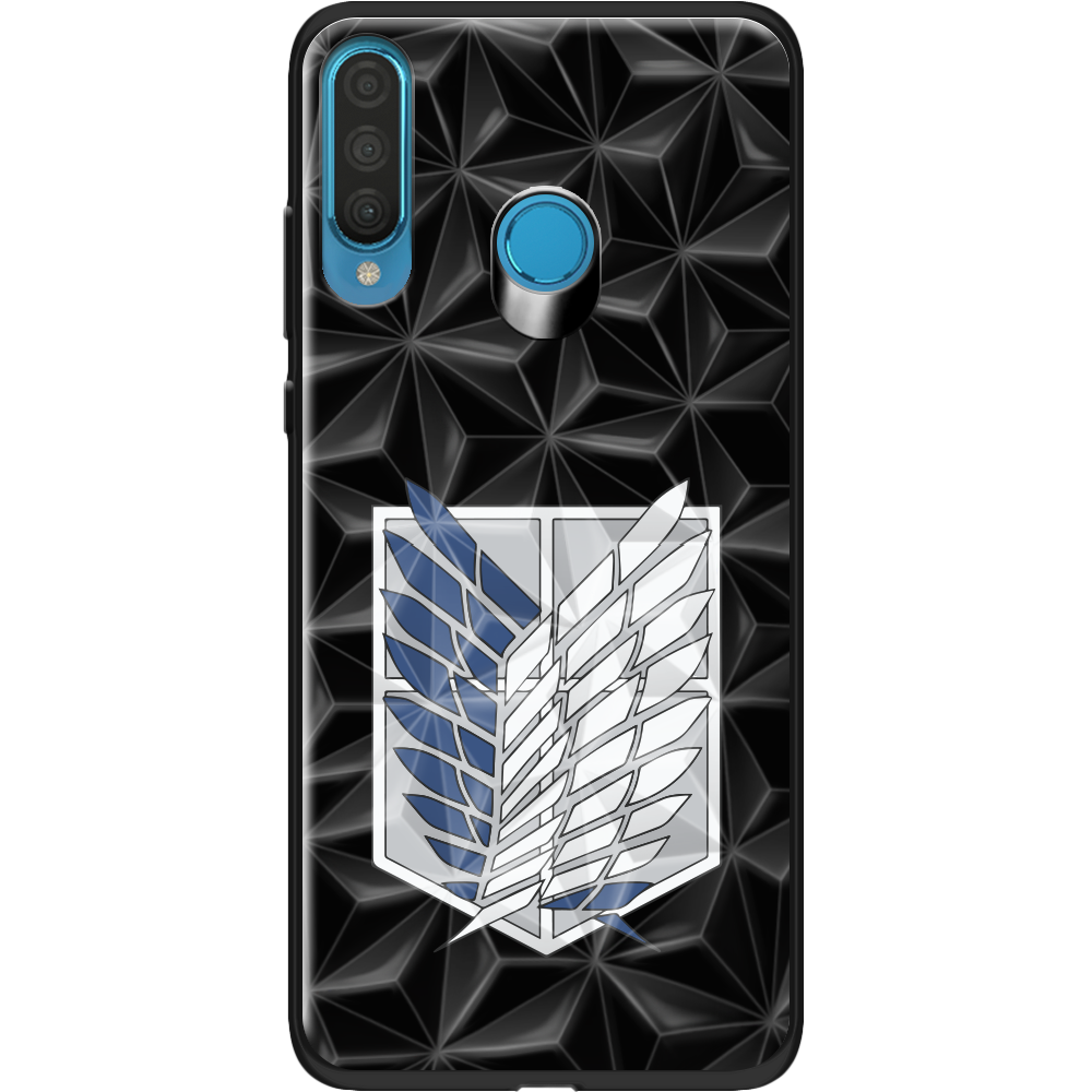 Чехол Boxface Huawei P30 Lite Атака Титанов Крылья Свободы Черный силикон с призмой (36871-bk88-37851)