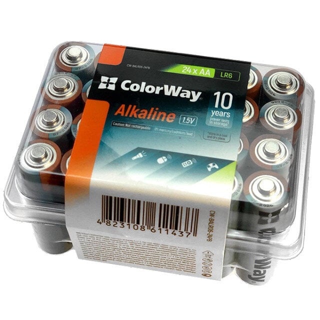 Батарейки СolorWay Alkaline Power лужні AA 24 шт. plastic box