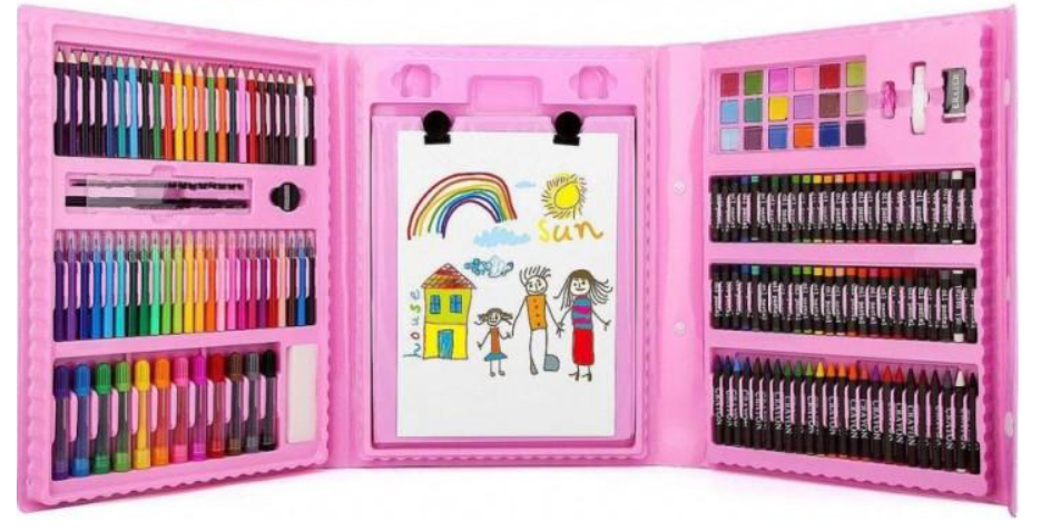 Набор для рисования и детского творчества Easy Paint в чемодане с мольбертом 208 пр. Розовый