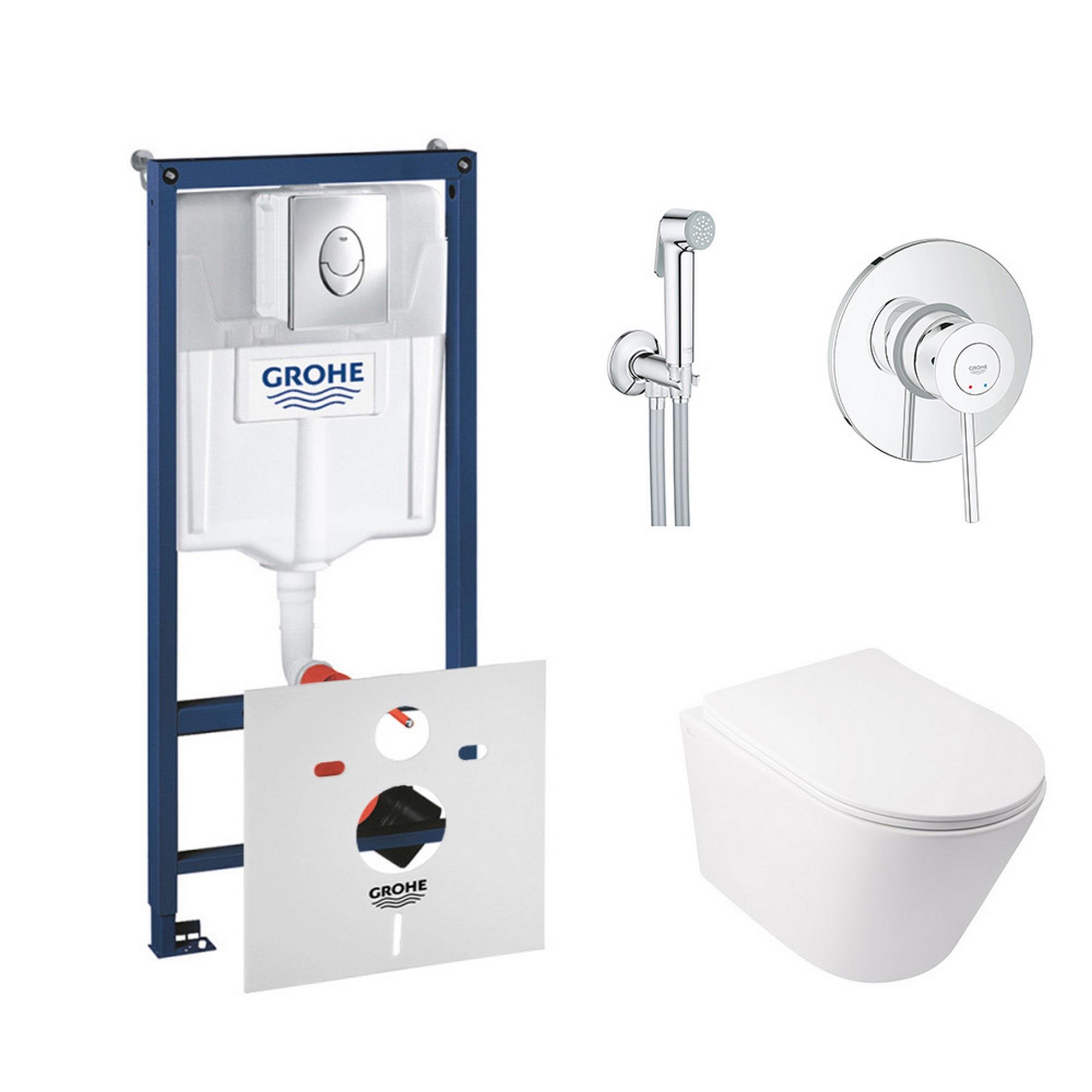 Комплект инсталляции Grohe Rapid SL 38721001QT16335178W2904800S с унитазом и кнопкой Хром (75780)