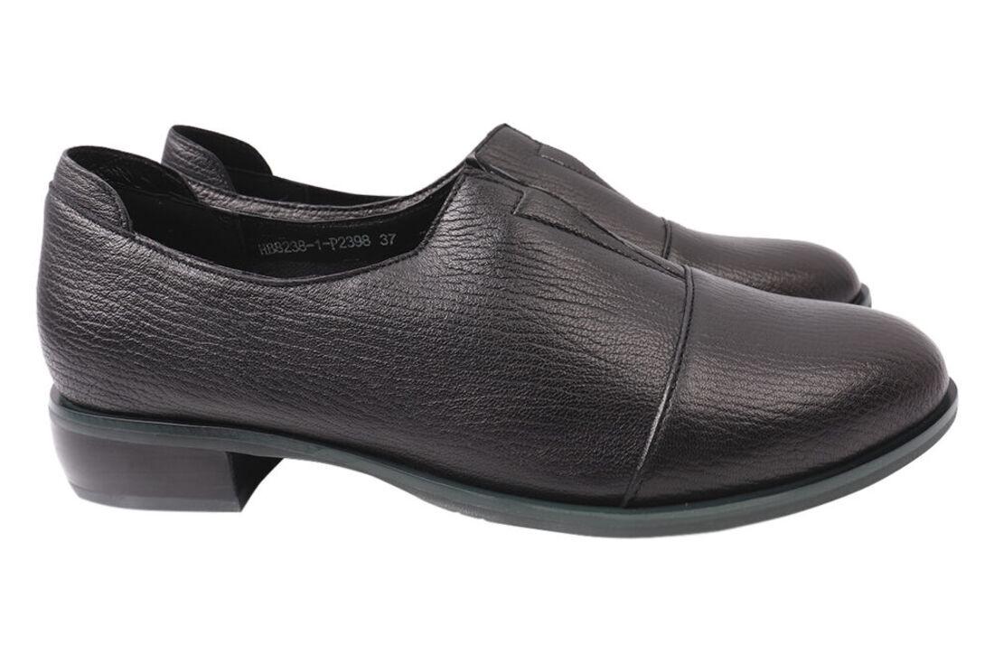 Туфли женские Polann из кожи на низком ходу р. 39 Черный (158-21DTC)
