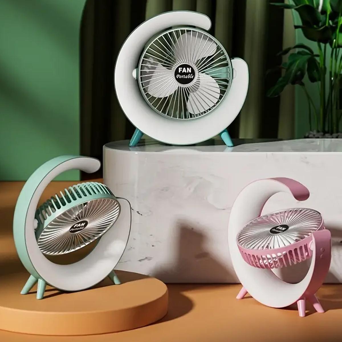 Вентилятор-лампа Colorful Desktop Fan F13 портативний настільний USB три швидкості акумулятор обертання 180° Blue (200312) - фото 8 Вентилятор-лампа Colorful Desktop Fan F13 портативний настільний USB три швидкості акумулятор обертання 180° Blue (200312) - фото 8