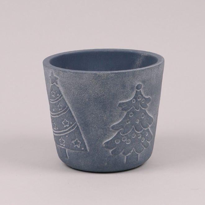 Кашпо из цемента Flora Новогоднее d 15 см Серый (39501)