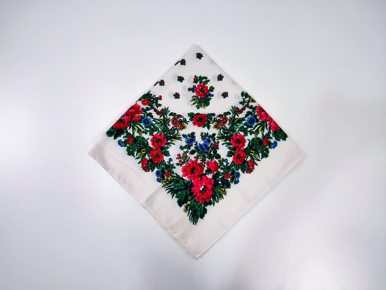 Платок Розовый цветок 80x80 см Белый (29816095)