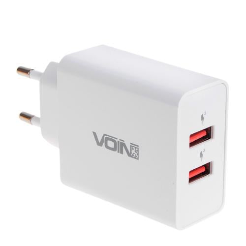 Зарядний пристрій Voin 36W 2USB QC3,0 3.6V-6.5V/3A, 6.5V-9V/2A, 9V-12V/1.5A (LC36523 W) - фото 1