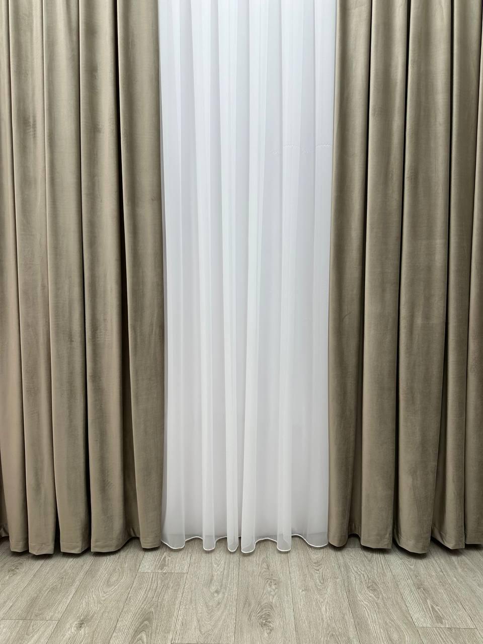 Штора велюрова на тасьмі 6 см 300x260 см Сіро-бежевий (SB-01-14-T43) - фото 7