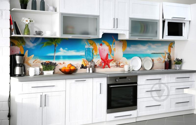 Скинали на кухню Zatarga «Коктейли на пляже» 600х2500 мм виниловая 3Д наклейка кухонный фартук самоклеящаяся Скинали на кухню Zatarga «Коктейли на пляже» 600х2500 мм виниловая 3Д наклейка кухонный фартук самоклеящаяся