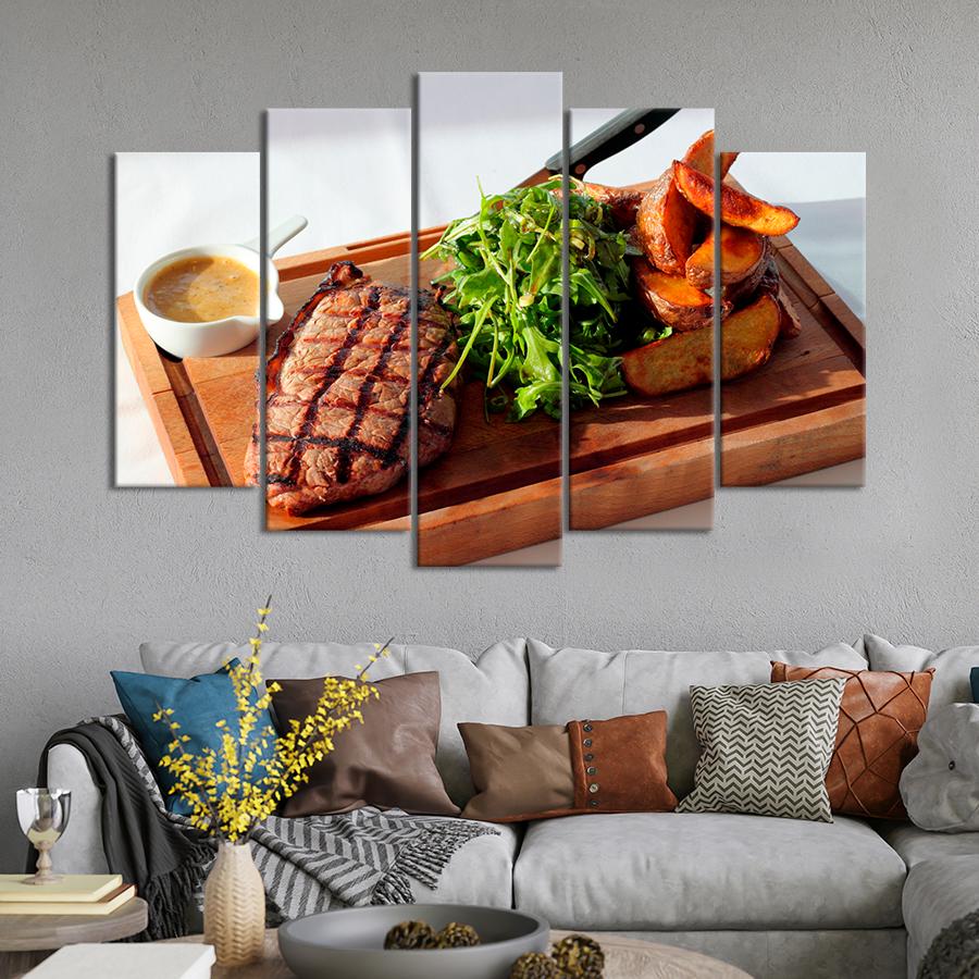Настенний декор Гарячий гриль-стейк с соусом и картошкой 187x119 см (A517-5)