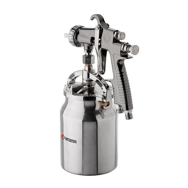 Краскопульт пневматический Intertool PT-0140 HP форсунка 1,8 мм нижний металлический бачок 1000 мл 5 бар (1650084712) - фото 6