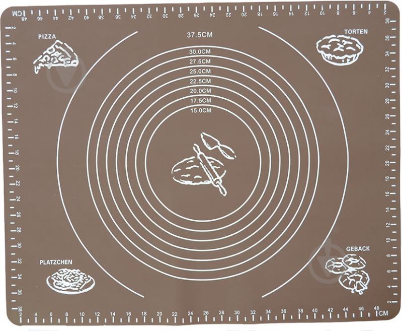 Набор Силиконовый антипригарный коврик 50x40 см Коричневый и Силиконовые перчатки (vol-1012) - фото 2