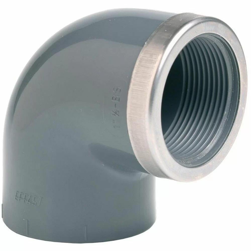 Колено угол ПВХ Effast 90° c металлическим кольцом 1-1/4" d 40 мм Колено угол ПВХ Effast 90° c металлическим кольцом 1-1/4" d 40 мм