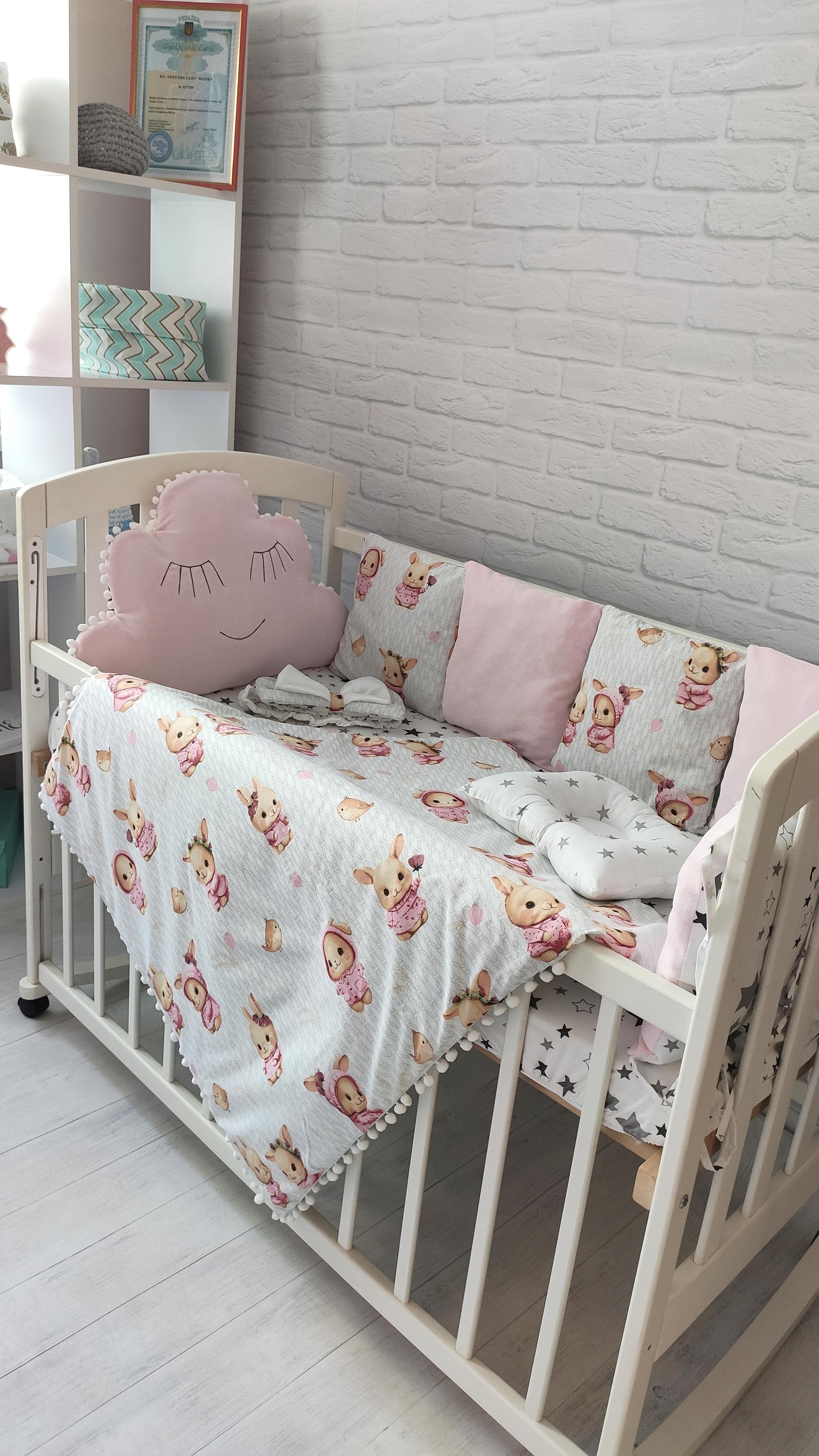 Набор бортиков в кровати Велюр Облако на три стороны Розовый - фото 3 Набор бортиков в кровати Велюр Облако на три стороны Розовый - фото 3