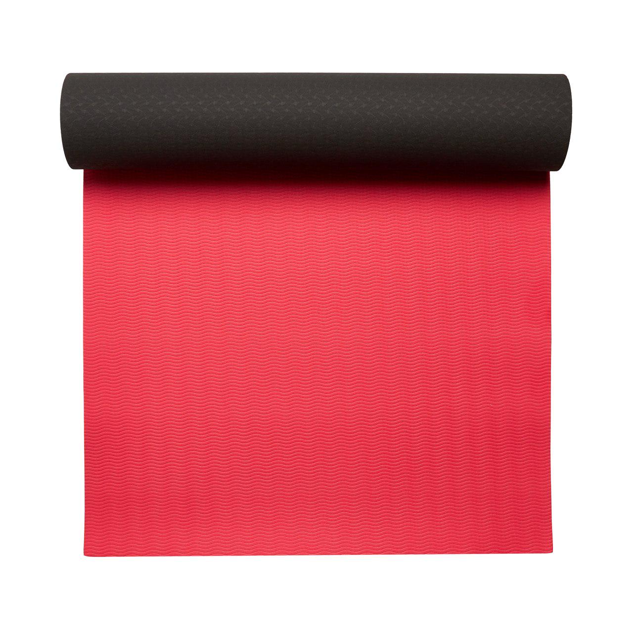 Коврик для фитнеса и йоги двухслойный TPE 6 мм Черный/Красный