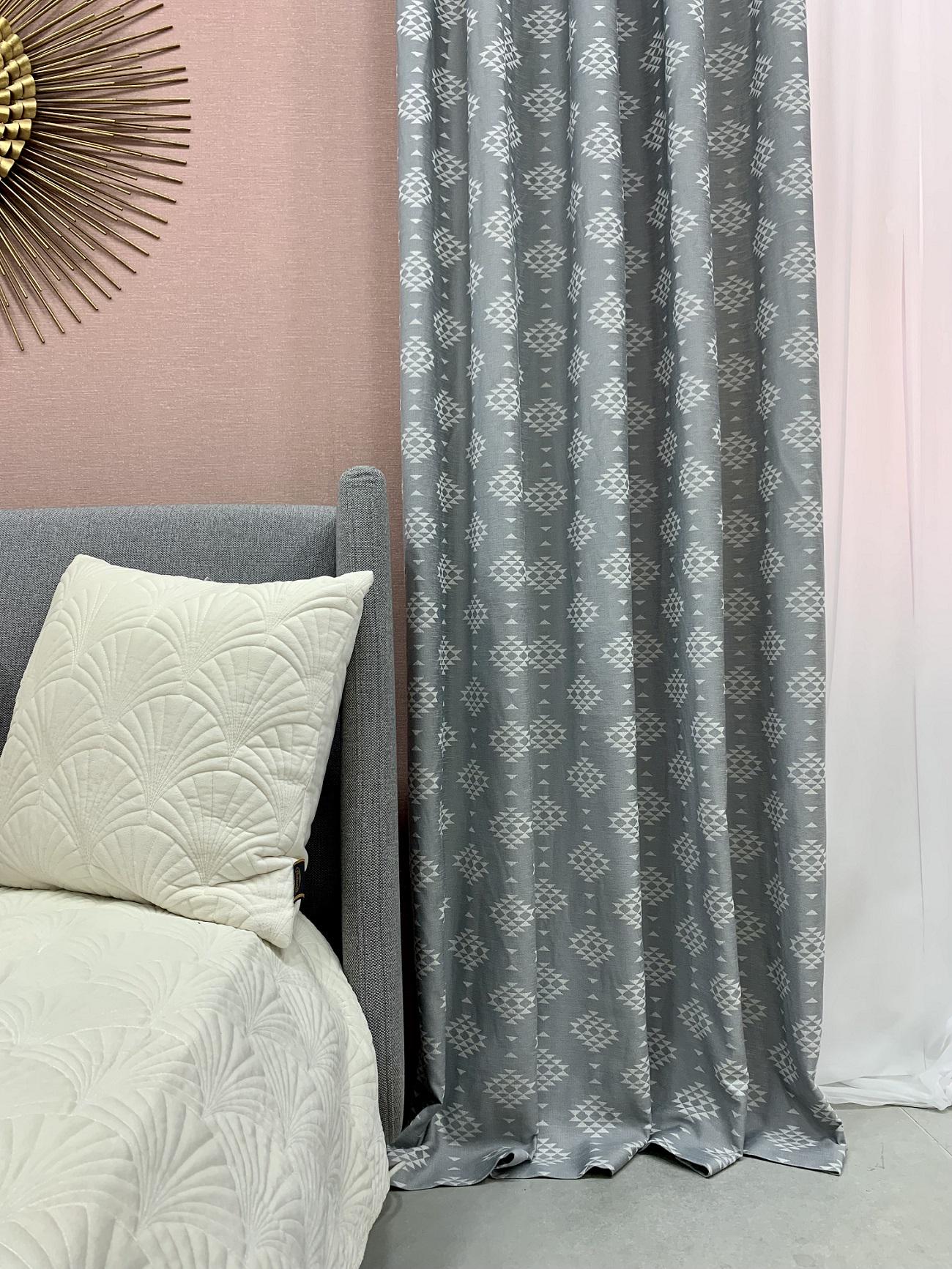 Штори коттонові 1,4 м 2 шт. Сірий (000101656) - фото 2