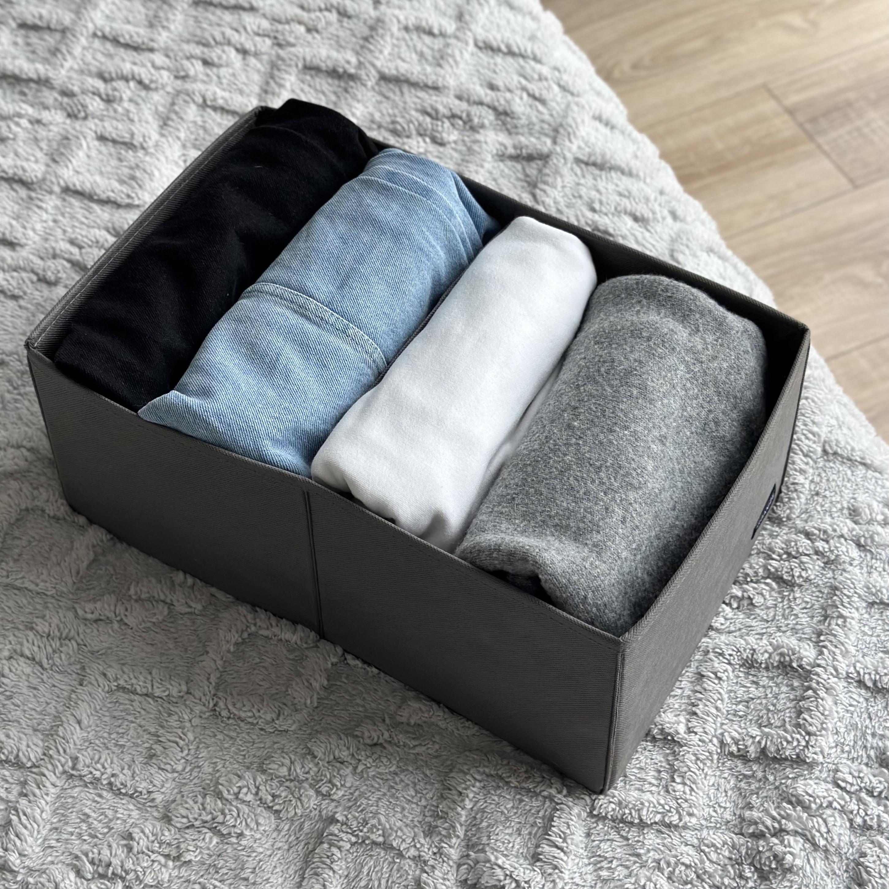 Короб для вертикального зберігання одягу на два відділи Сірий (Hy-2v-gr) - фото 1 Короб для вертикального зберігання одягу на два відділи Сірий (Hy-2v-gr) - фото 1