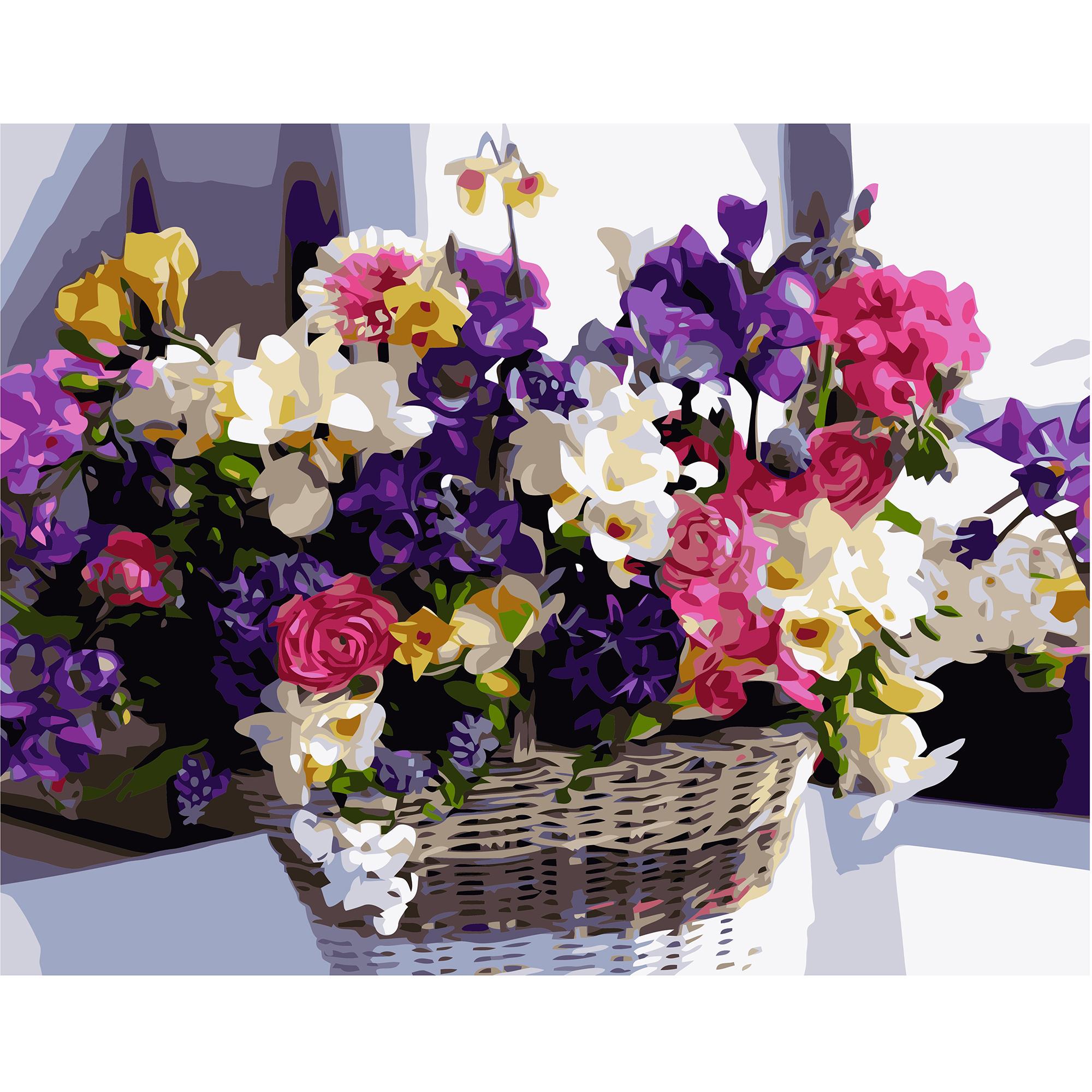 Картина по номерам Strateg Букет в корзине 40x50 см (VA-0567)