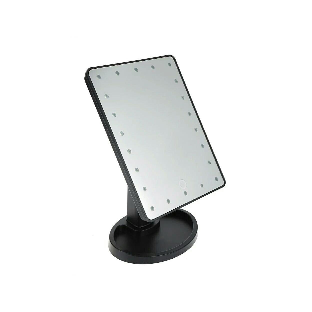 Зеркало для макияжа Large Led Mirror с Led подсветкой 22 светодиода с USB Черный (1082619979)