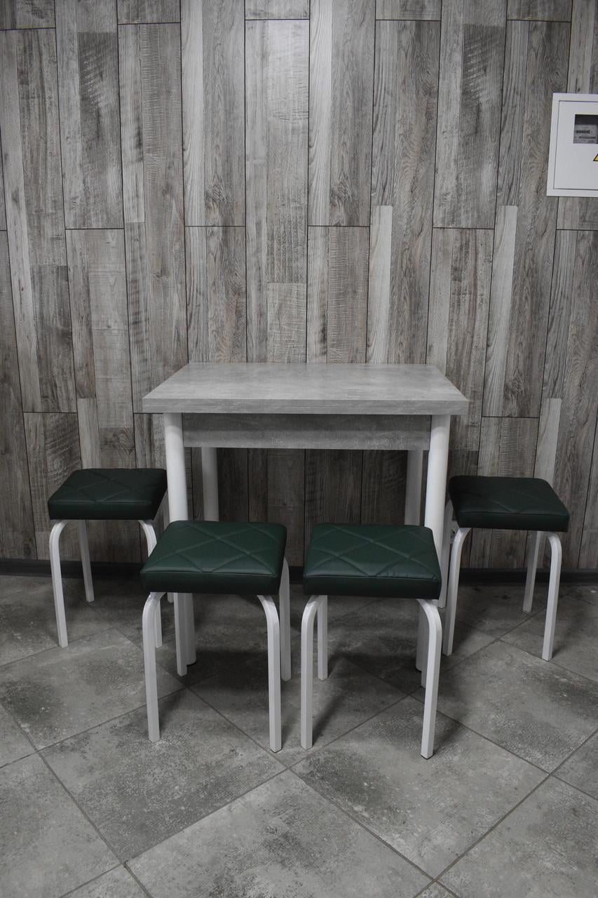 Кухонний комплект Оскар стіл розкладний/табурети 4 шт. Tutti Lux 60х80/80х120х75 см Бетон Світлий/Зелений (28375093)