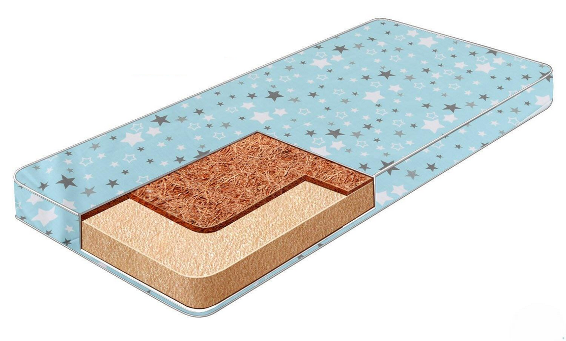 Матрас детский AnMar Кокос-поролон "Серо-белые звезды" 6529 Голубой