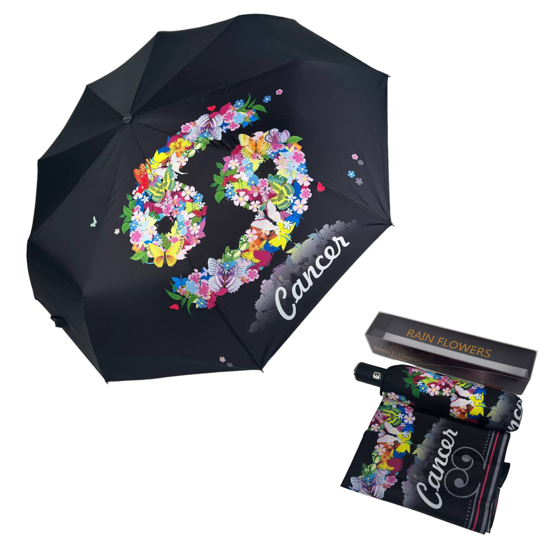 Зонт женский автомат Rain Зодиак Flower Рак Cancer mini в подарочной упаковке с платком (01040-9) - фото 2 Зонт женский автомат Rain Зодиак Flower Рак Cancer mini в подарочной упаковке с платком (01040-9) - фото 2