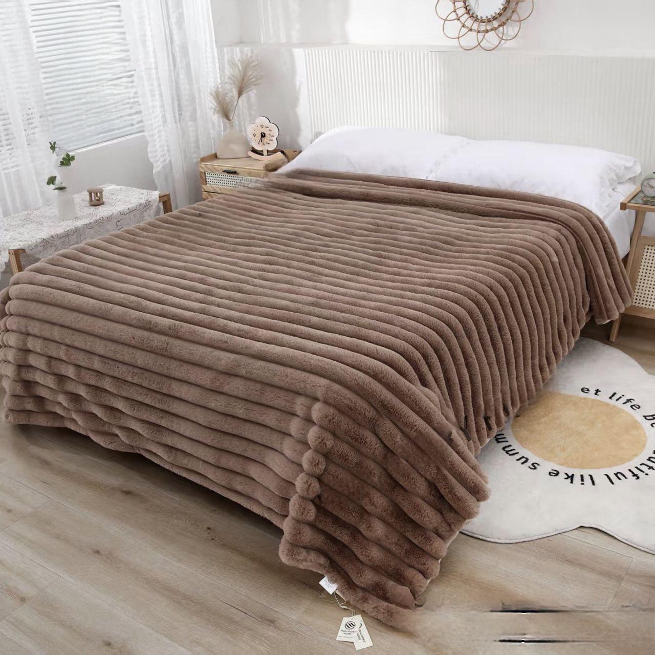 Плед-покрывало меховой Malloory Home Шиншилла King Size 230x250 см Коричневый (1765)